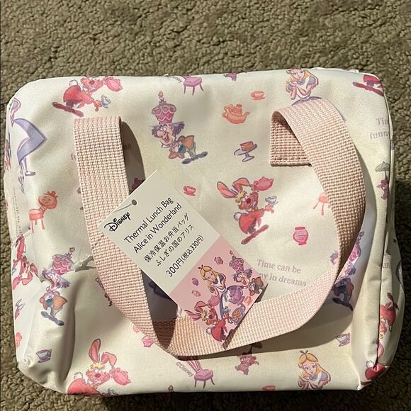 Disney Alice in Wonderland Themed Tote Bag with Pink Handles - Picture 2 of 8